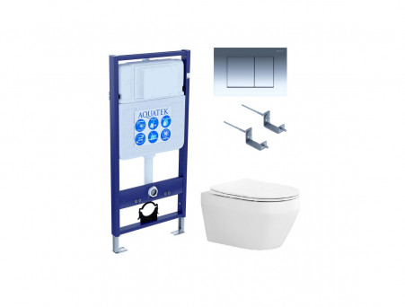Комплект «Aquatek» SET Лея-010: Унитаз с Крышкой-Сиденьем, Инсталляция, Звукоизоляция, Клавиша и Крепления (INS-0000012+AQ1199-00)