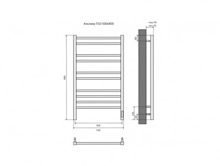 Полотенцесушитель Электрический «Aquatek» П10 Quick Touch Альтаир, Белый, 50x90 (AQ EL KP1090BL)