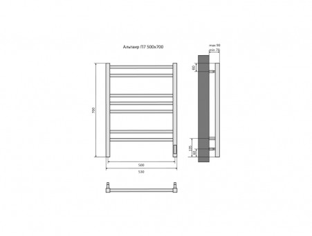 Полотенцесушитель Электрический «Aquatek» П7 Quick Touch Альтаир, Белый, 50x70 (AQ EL KP0770BL)