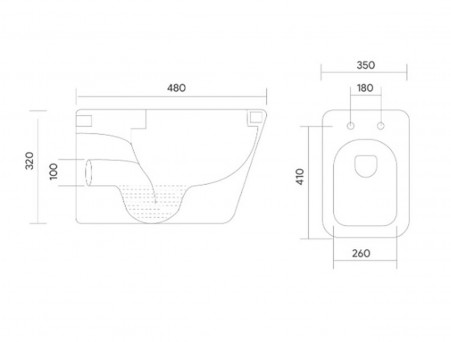 Унитаз Подвесной «Aquatek» Дельта Безободковый с Сиденьем, Белый, 480x350x320 (AQ1911-00)