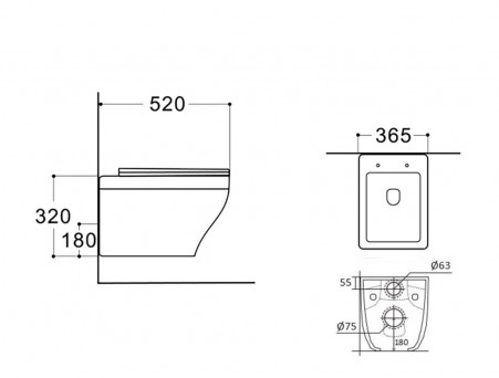 Унитаз Подвесной «Aquatek» Амадео Безободковый с Сиденьем, Белый, 520x365x320 (AQ1163-00)