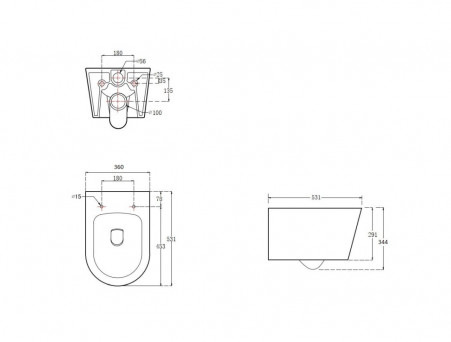 Унитаз Подвесной «Aquatek» Оберон Безободковый с Сиденьем, Белый, 531x360x344 (AQ1365T-00)