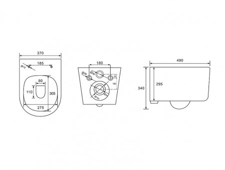 Унитаз Подвесной «Aquatek» Мия Безободковый с Сиденьем, Белый, 490x370x340 (AQ2004-00)