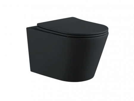 Унитаз Подвесной «Aquatek» Вега Безободковый с Сиденьем, Черный Матовый, 525x360x320 (AQ1905-MB)