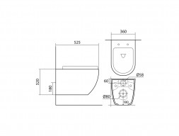 Унитаз Подвесной «Aquatek» Европа Безободковый с Сиденьем, Черный Матовый, 525x360x320 (AQ1901-MB)