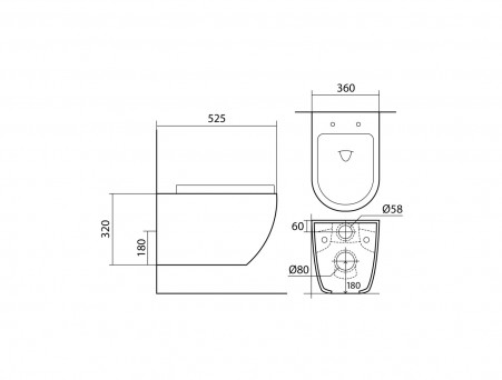 Унитаз Подвесной «Aquatek» Европа Безободковый с Сиденьем, Черный Матовый, 525x360x320 (AQ1901-MB)