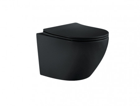 Унитаз Подвесной «Aquatek» Европа Безободковый с Сиденьем, Черный Матовый, 525x360x320 (AQ1901-MB)