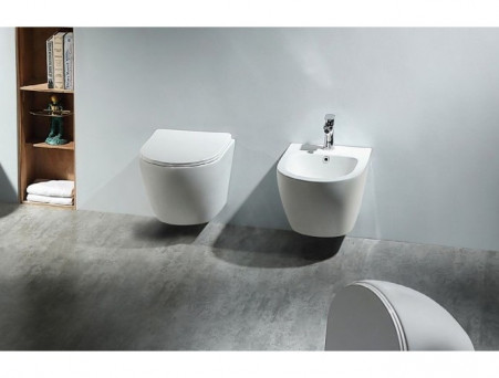 Унитаз Подвесной «Aquatek» Европа Безободковый с Сиденьем, Белый, 490x360x320 (AQ1900-00)