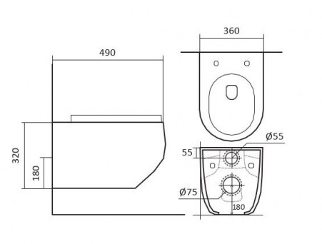 Унитаз Подвесной «Aquatek» Европа Безободковый с Сиденьем, Белый, 490x360x320 (AQ1900-00)
