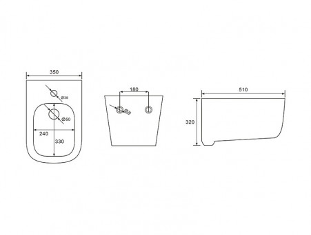 Биде Подвесное «Aquatek» Лугано, Белый, 510x350x320 (AQ1002-00)