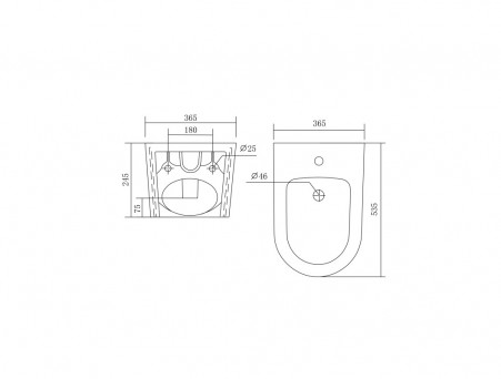 Биде Подвесное «Aquatek» Оберон/Бетта, Белый, 535x365x245 (AQ0516-00)