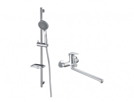 Душевой Комплект «Aquatek» Вега: Душевой Гарнитур и Смеситель для Ванны, Хром (AQ1033CR)