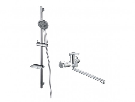 Душевой Комплект «Aquatek» Вега: Душевой Гарнитур и Смеситель для Ванны, Хром (AQ1033CR)
