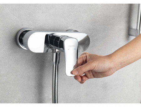 Душевой Комплект «Aquatek» Вега: Лейка, Держатель, Шланг и Смеситель для Душа, Хром (AQ1034CR)