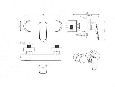 Душевой Комплект «Aquatek» Вега: Душевой Гарнитур, Смеситель для Душа и Смеситель для Раковины, Хром (AQ1036CR)