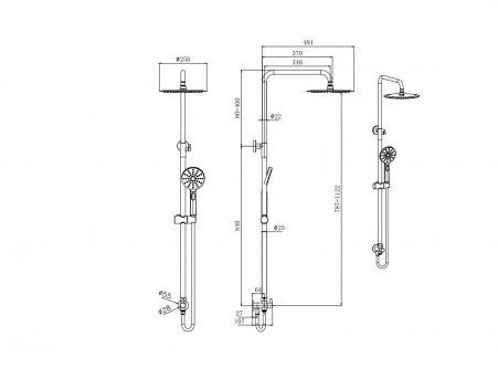 Душевой Комплект «Aquatek» Вега: Душевой Гарнитур, Смеситель для Душа и Смеситель для Раковины, Хром (AQ1036CR)