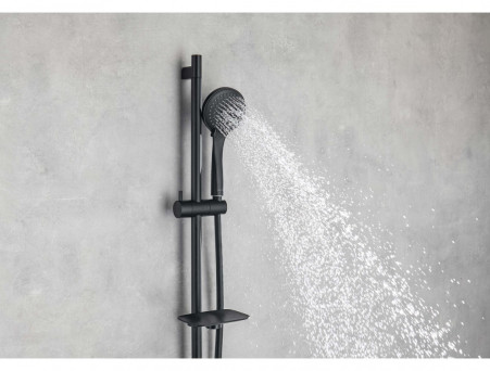 Душевой Комплект «Aquatek» Вега 4в1: Душевой Гарнитур, Смеситель для Душа, Верхний Душ и Шланговое Подсоединение, Черный Матовый (AQ1075MB)