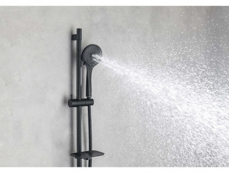 Душевой Комплект «Aquatek» Вега 3в1: Душевой Гарнитур, Смеситель для Душа и Шланговое Подключение, Черный Матовый (AQ1076MB)