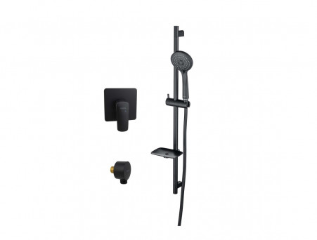 Душевой Комплект «Aquatek» Вега 3в1: Душевой Гарнитур, Смеситель для Душа и Шланговое Подключение, Черный Матовый (AQ1076MB)
