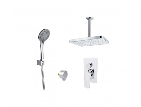 Душевой Комплект «Aquatek» Вега 4в1: Душевой Набор, Смеситель для Душа, Верхний Душ и Шланговое Подсоединение, Хром (AQ1073CR)