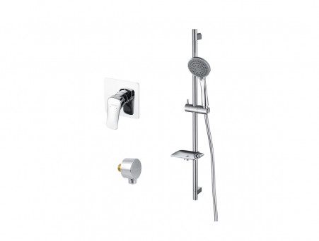 Душевой Комплект «Aquatek» Вега 3в1: Душевой Гарнитур, Смеситель для Душа и Шланговое Подключение, Хром (AQ1076CR)