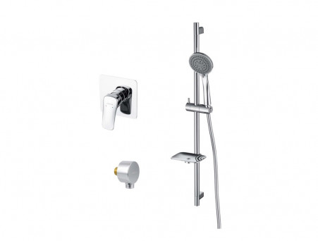 Душевой Комплект «Aquatek» Вега 3в1: Душевой Гарнитур, Смеситель для Душа и Шланговое Подключение, Хром (AQ1076CR)