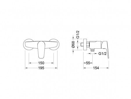 Душевой Комплект «Aquatek» Бетта: Душевой Гарнитур и Смеситель для Душа, Черный Матовый (AQ1132MB)