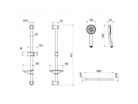 Душевой Комплект «Aquatek» Бетта: Душевой Гарнитур, Смеситель для Душа и Смеситель для Раковины, Хром (AQ1131CR)