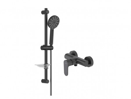 Душевой Комплект «Aquatek» Оберон: Душевой Гарнитур и Смеситель для Душа, Черный Матовый (AQ1332MB)