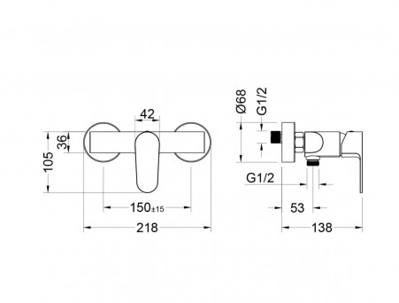 Душевой Комплект «Aquatek» Оберон: Душевой Гарнитур и Смеситель для Душа, Хром (AQ1232CR)