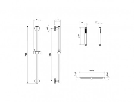 Душевой Комплект «Aquatek» Европа: Душевой Гарнитур, Смеситель для Душа и Смеситель для Раковины, Черный Матовый (AQ1331MB)