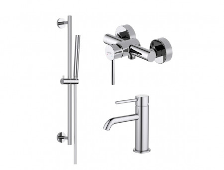 Душевой Комплект «Aquatek» Европа: Душевой Гарнитур, Смеситель для Душа и Смеситель для Раковины, Хром (AQ1331CR)