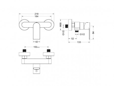 Душевой Комплект «Aquatek» Оберон 3в1: Душевой Гарнитур, Смеситель для Душа и Смеситель для Раковины, Черный Матовый (AQ1431MB)