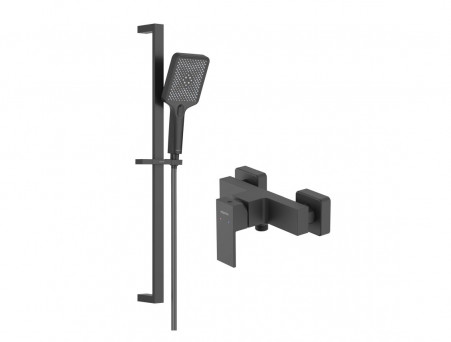 Душевой Комплект «Aquatek» Либра: Душевой Гарнитур и Смеситель для Душа, Черный Матовый (AQ1632MB)