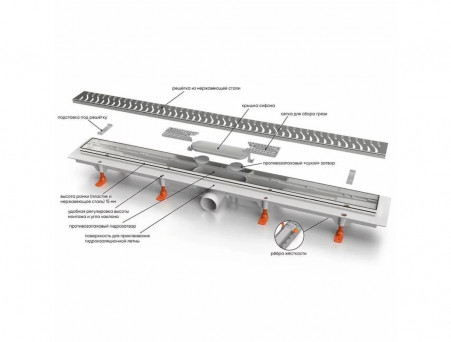 Душевой Лоток «MCH Chudej» Водоотводящий, 550мм, Чёрный Матовый (CH 550 MC)