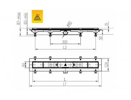 Душевой Лоток «MCH Chudej» Водоотводящий, 750мм, Чёрный Матовый (CH 750 KC)