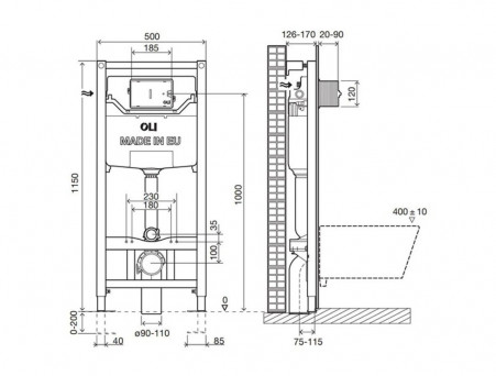 Инсталляция «Oli» Eco Sanitarblock Pneumatic, Пневматическая (879235)