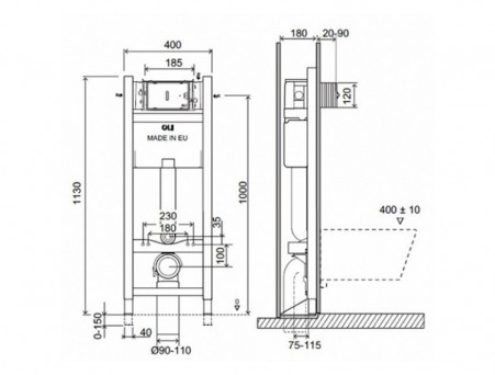 Инсталляция «Oli» Expert Total Black LE, Механическая, 40x15x113-133см (886668)