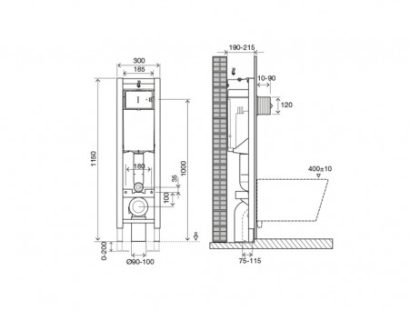 Инсталляция «Oli» Quadra Total Black LE, Механическая, 30x115-135см (886667)