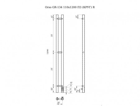 Полотенцесушитель Электрический «Grois» Orso R Лесенка, П3, 120x11, Белый (GR134 11х120 П3 9016)