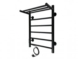 Полотенцесушитель Электрический «Санприз» Аврора Лесенка, П6, с Полкой, 60x40, Черный (11101)