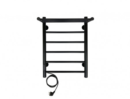Полотенцесушитель Электрический «Санприз» Аврора Лесенка, П6, с Полкой, 60x40, Черный (11101)