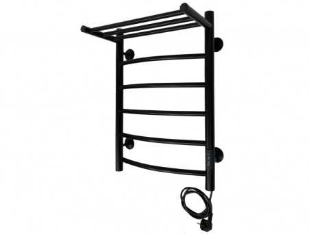 Полотенцесушитель Электрический «Санприз» Классик Лесенка, П6, с Полкой, 60x40, Черный (11198)