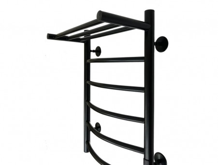 Полотенцесушитель Электрический «Санприз» Классик Лесенка, П6, с Полкой, 60x40, Черный (11198)