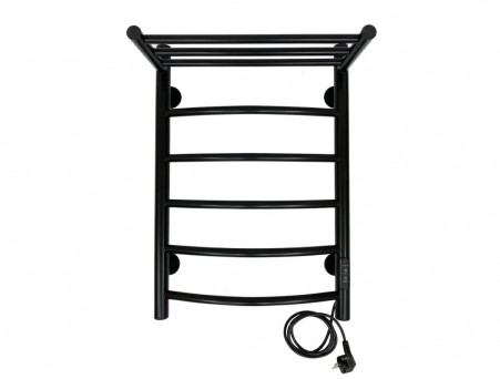 Полотенцесушитель Электрический «Санприз» Классик Лесенка, П6, с Полкой, 60x40, Черный (11198)