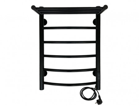 Полотенцесушитель Электрический «Санприз» Классик Лесенка, П6, с Полкой, 60x40, Черный (11198)