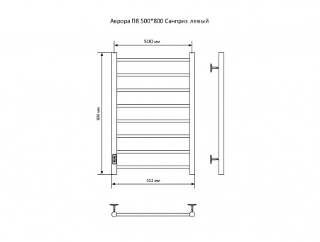 Полотенцесушитель Электрический «Санприз» Аврора Лесенка, П8, 80x50, Белый (11103)