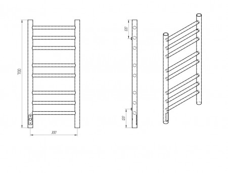 Полотенцесушитель Электрический «Laris» Лаванда Лесенка, П12, 70x30, Черный Муар (73207624)