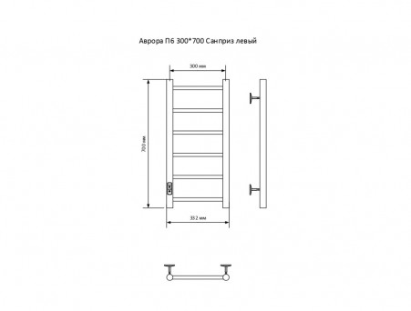 Полотенцесушитель Электрический «Санприз» Аврора Лесенка, П6, 70x30, Хром (11026)