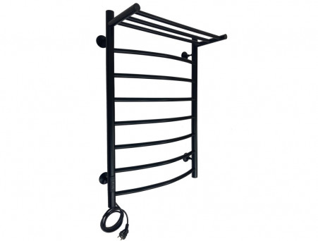 Полотенцесушитель Электрический «Санприз» Классик Лесенка, П8, с Полкой, 80x50, Черный (11089)